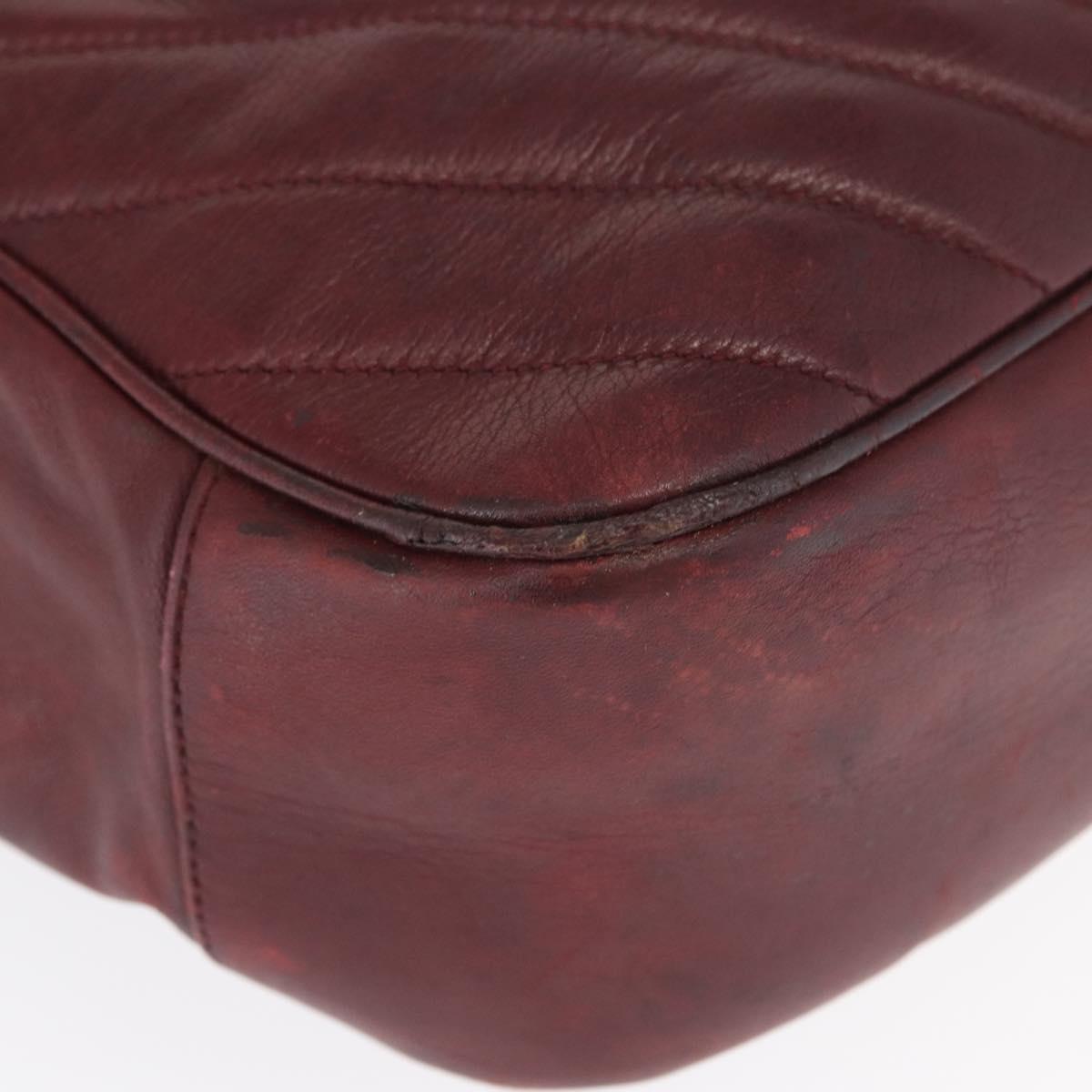 CHANEL Chain V Stitch Shoulder Bag Lamb Skin Bordeaux Gold CC Auth bs24546
