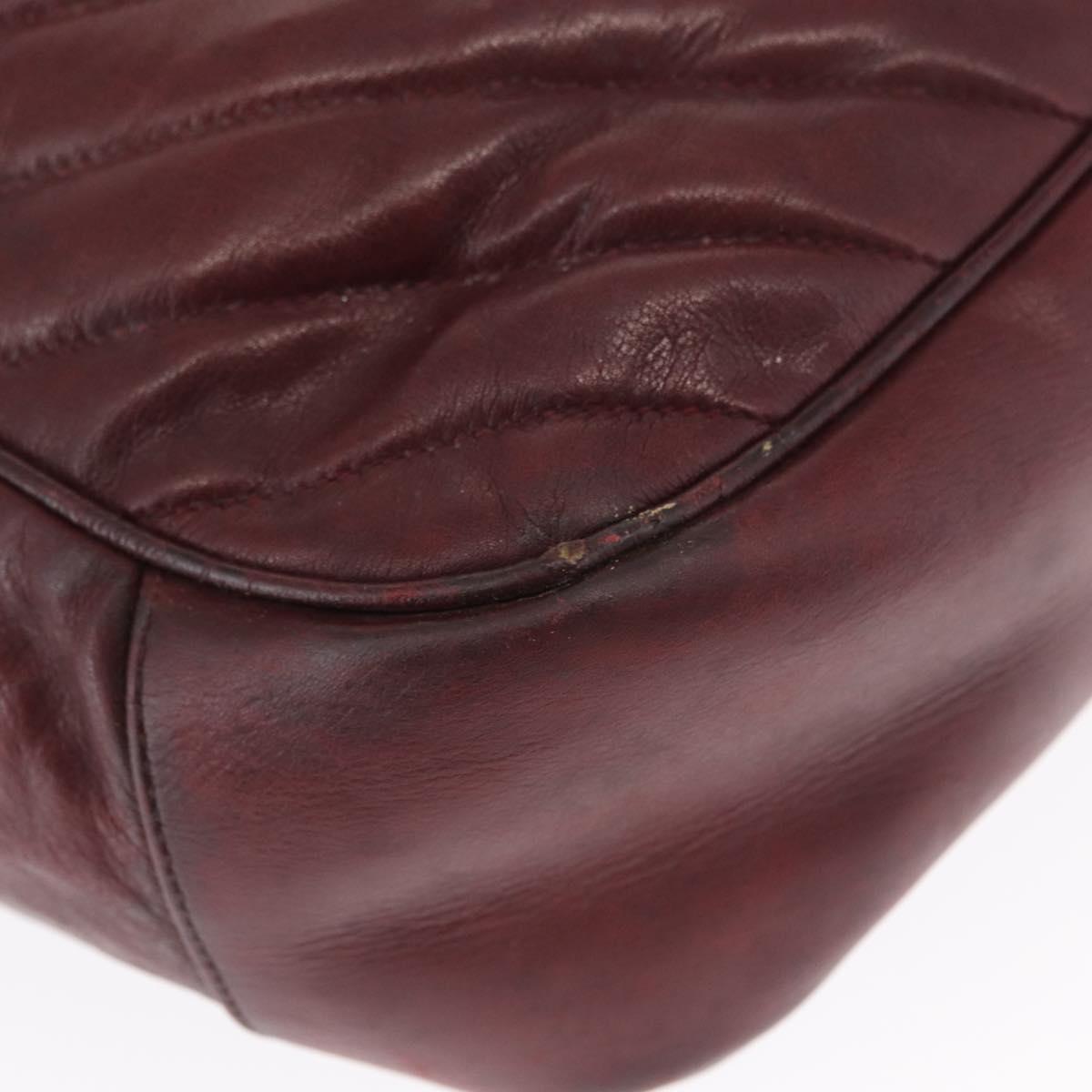 CHANEL Chain V Stitch Shoulder Bag Lamb Skin Bordeaux Gold CC Auth bs24546