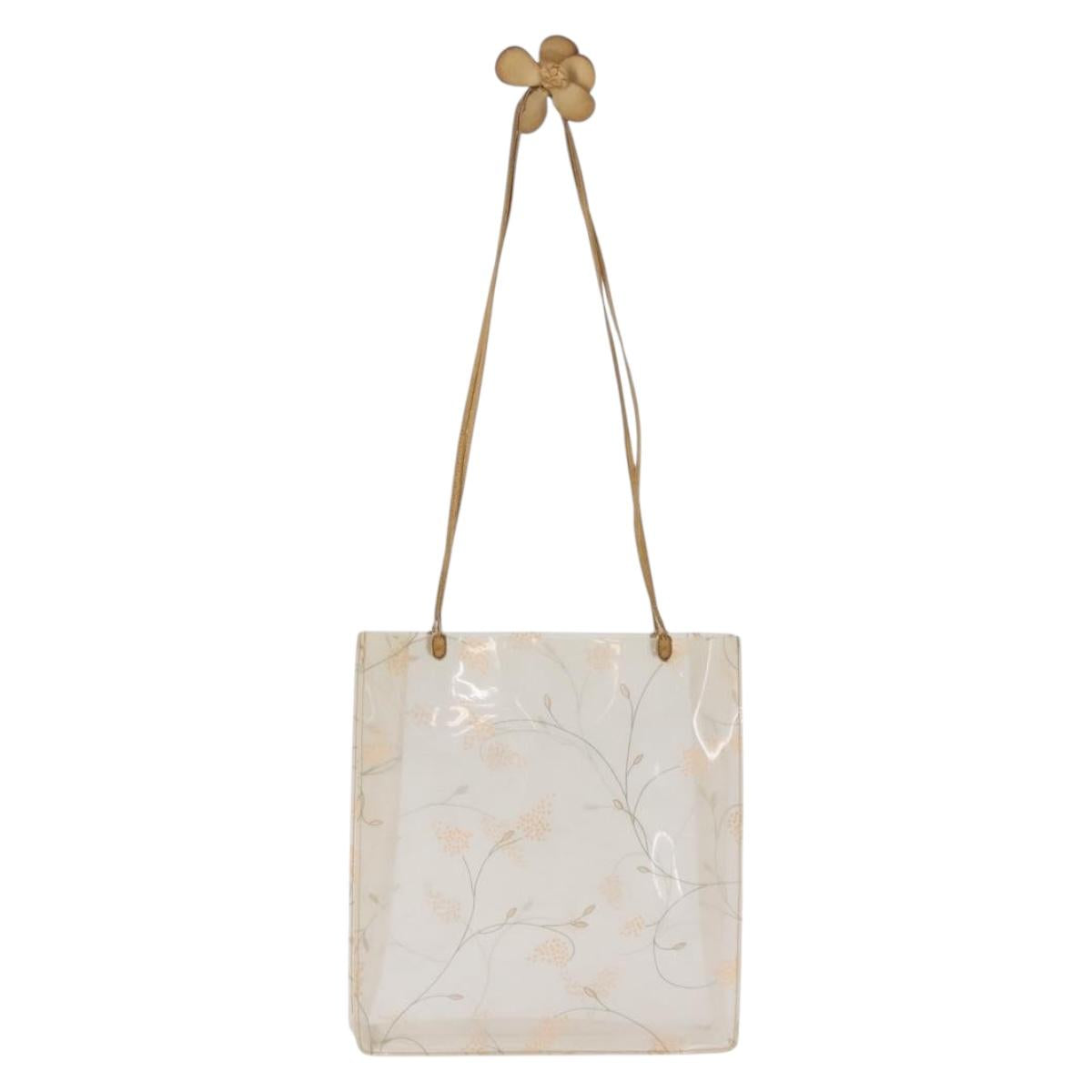 CHANEL Shoulder Bag Vinyl Beige CC Auth bs24548