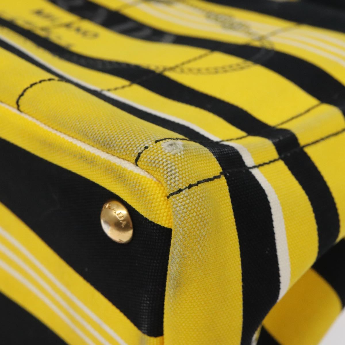 PRADA Kanapa PM Hand Bag Canvas Yellow Gold Auth bs24550