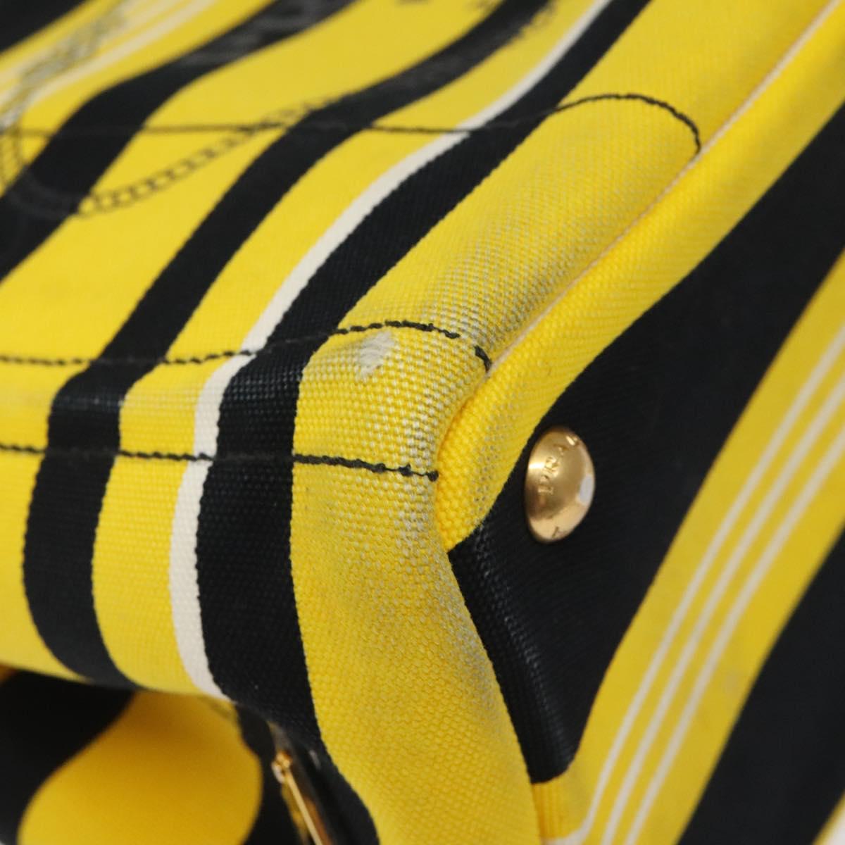 PRADA Kanapa PM Hand Bag Canvas Yellow Gold Auth bs24550
