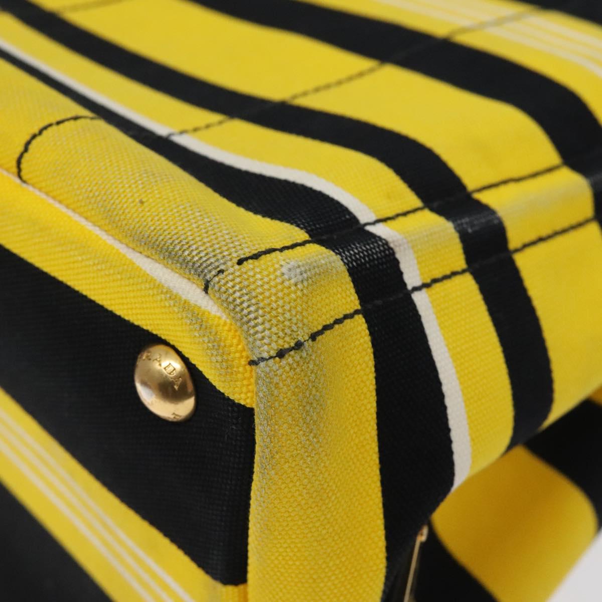 PRADA Kanapa PM Hand Bag Canvas Yellow Gold Auth bs24550