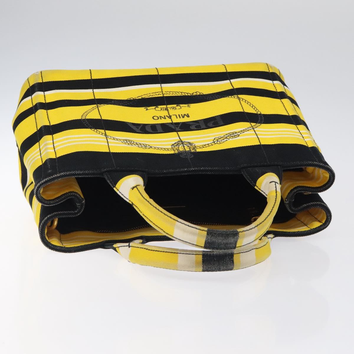 PRADA Kanapa PM Hand Bag Canvas Yellow Gold Auth bs24550