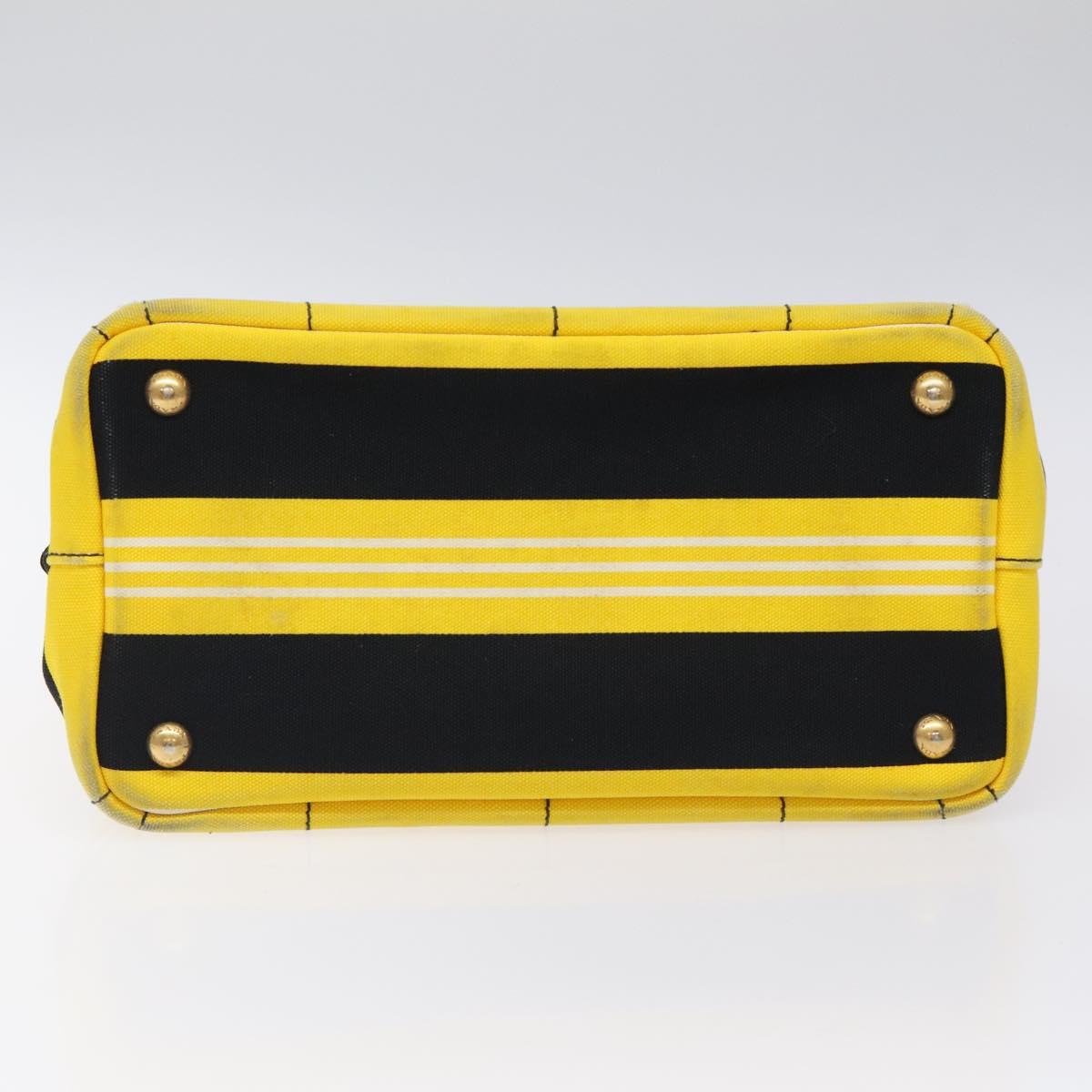 PRADA Kanapa PM Hand Bag Canvas Yellow Gold Auth bs24550