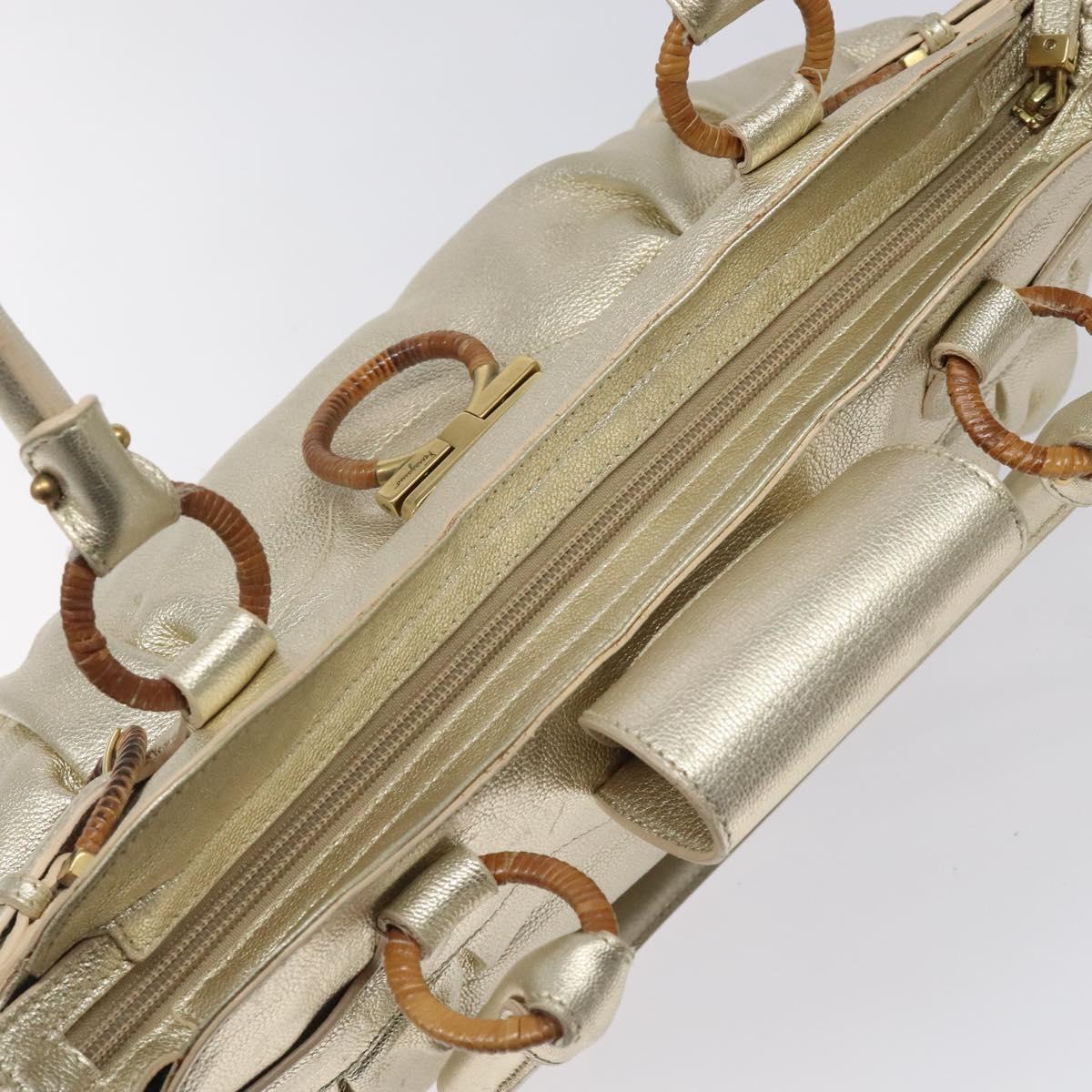 Salvatore Ferragamo Gancini Shoulder Bag Leather Gold Tone Auth bs24563