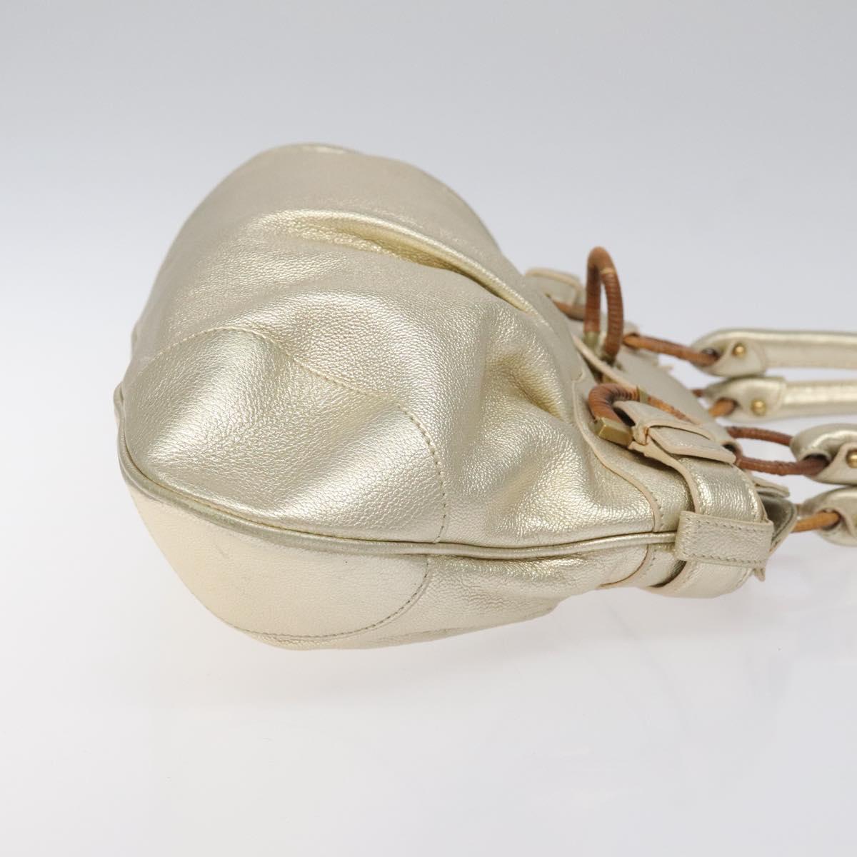 Salvatore Ferragamo Gancini Shoulder Bag Leather Gold Tone Auth bs24563