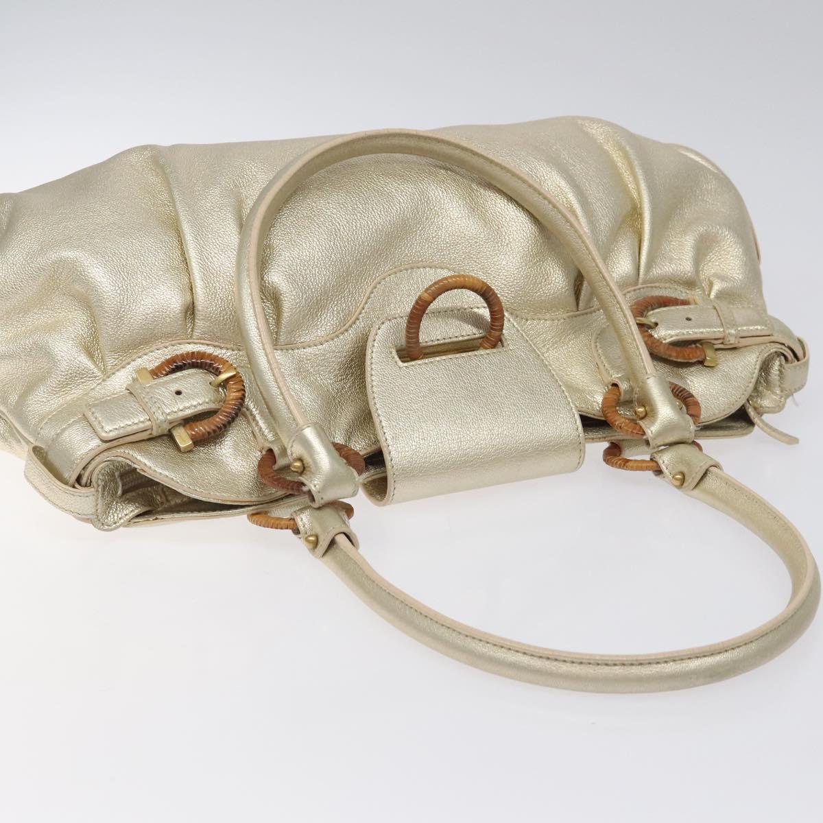 Salvatore Ferragamo Gancini Shoulder Bag Leather Gold Tone Auth bs24563