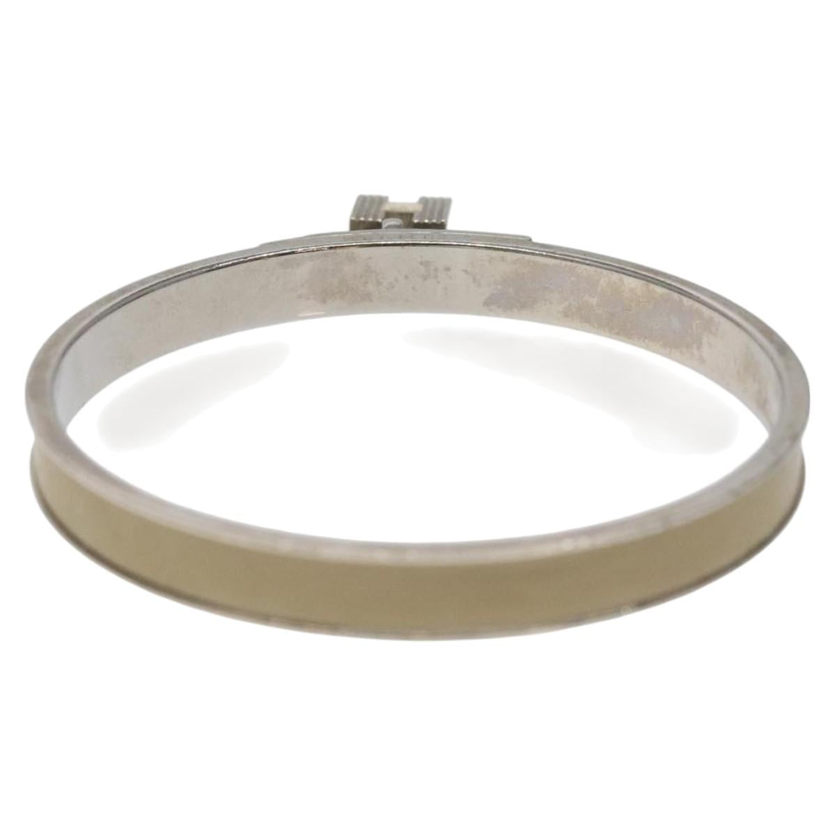 HERMES Bracelet Metal Beige Silver Auth bs24610