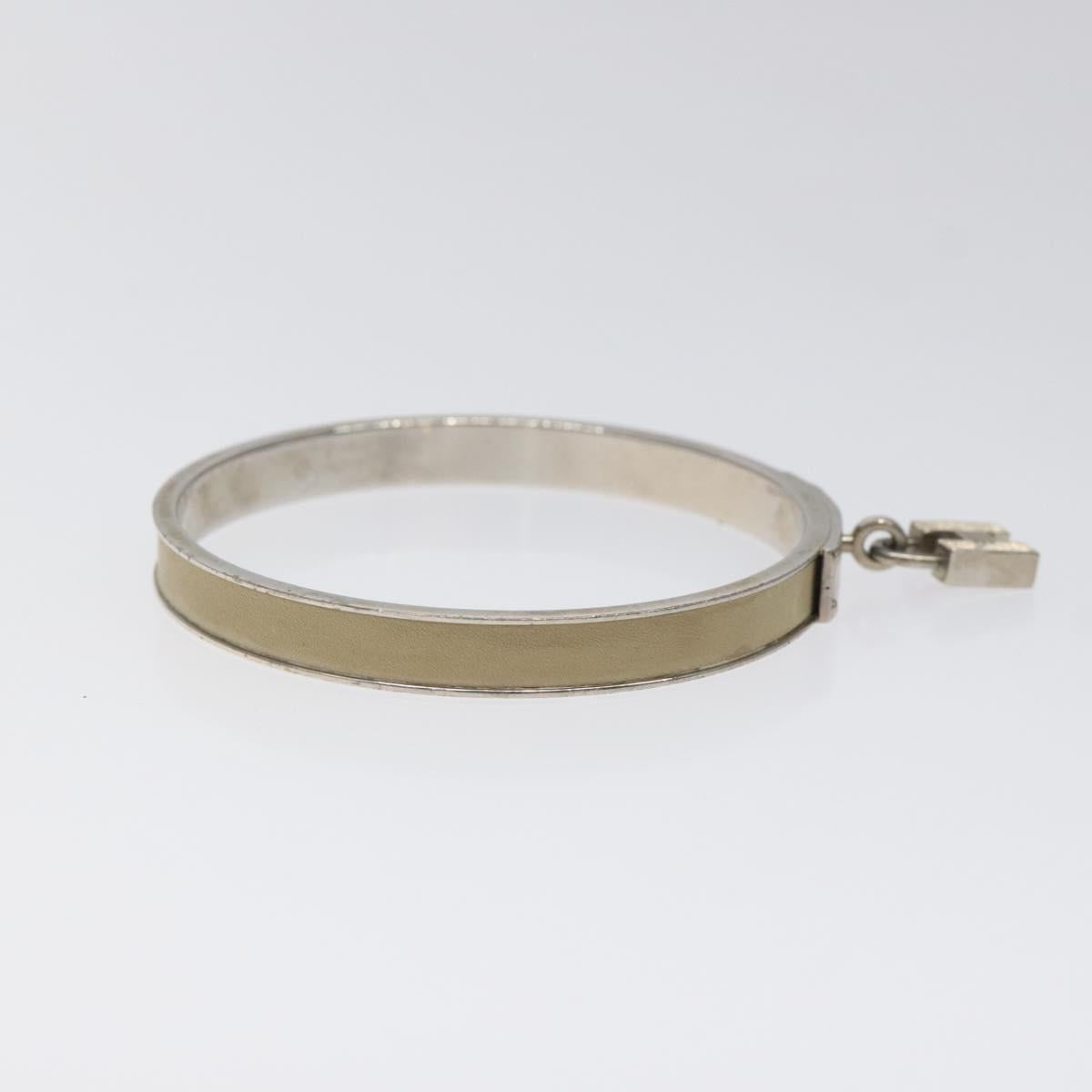 HERMES Bracelet Metal Beige Silver Auth bs24610