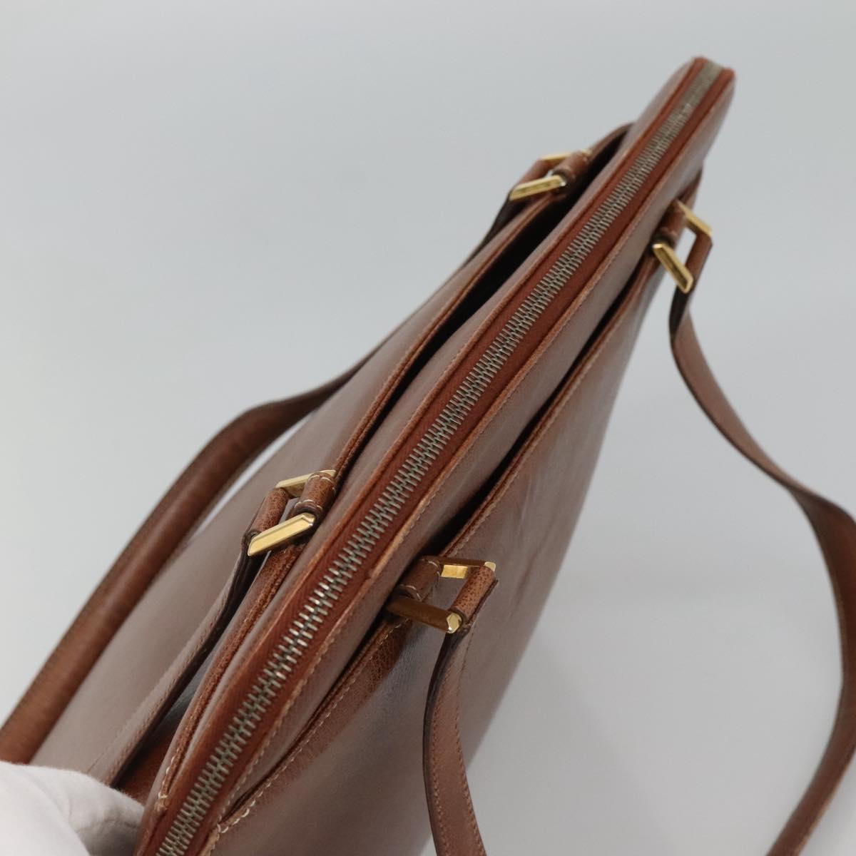 Salvatore Ferragamo Shoulder Bag Leather Brown Gold Auth bs24619