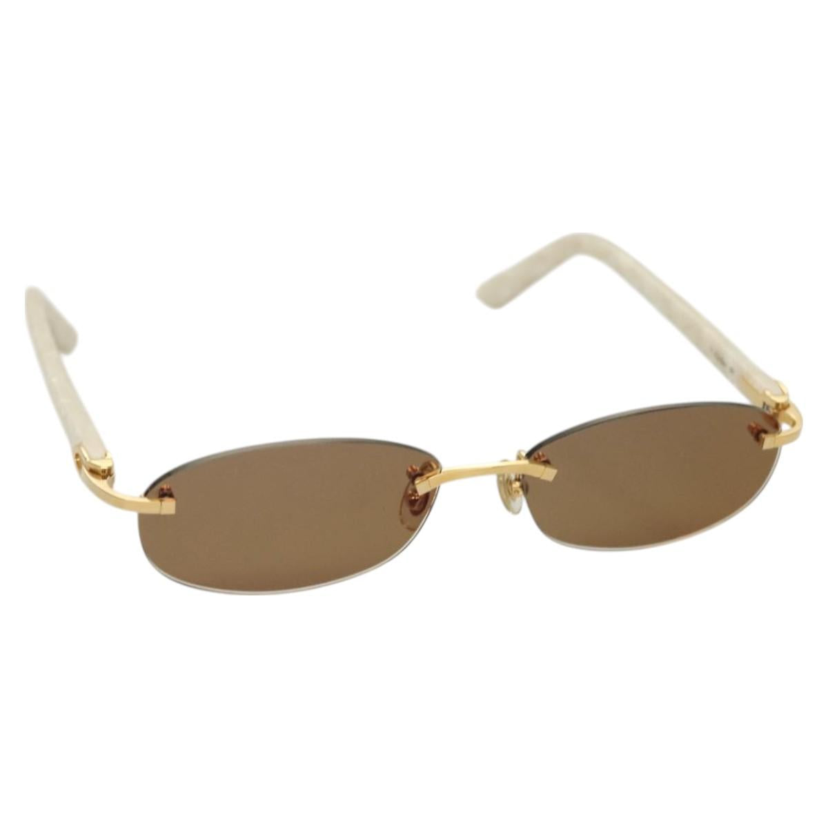 CARTIER Sunglasses plastic Brown Auth bs24633A