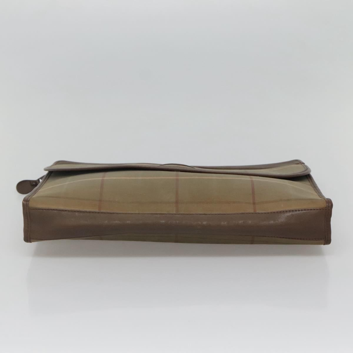 Burberrys Nova Check Clutch Bag Canvas Beige Auth bs24640