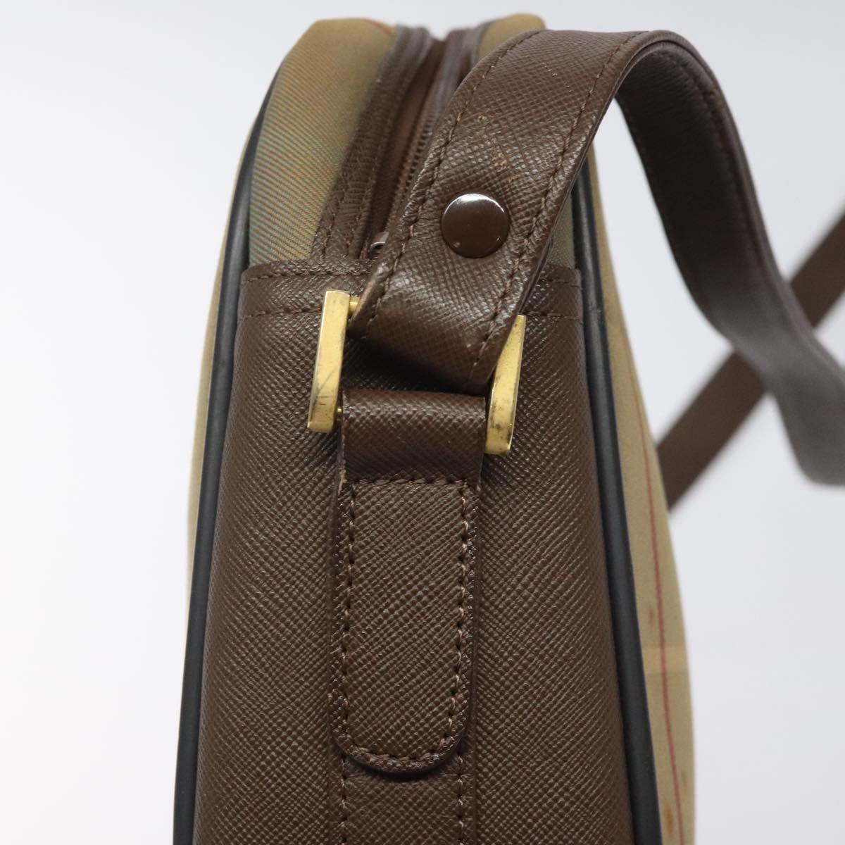Burberrys Nova Check Shoulder Bag Canvas Beige Gold Auth bs24660