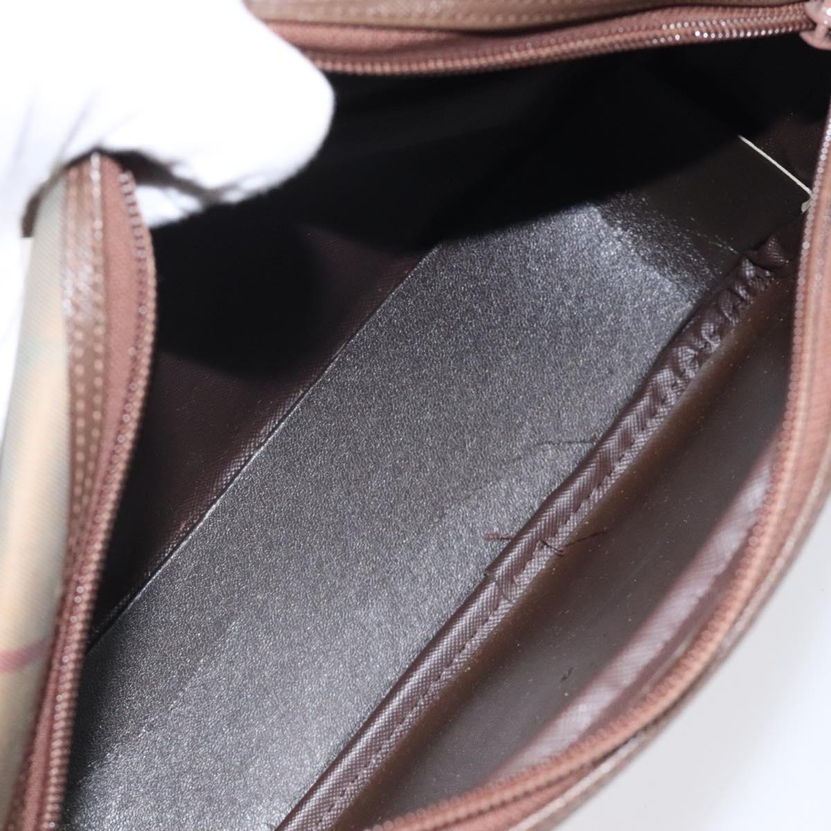 Burberrys Nova Check Shoulder Bag Canvas Beige Gold Auth bs24660