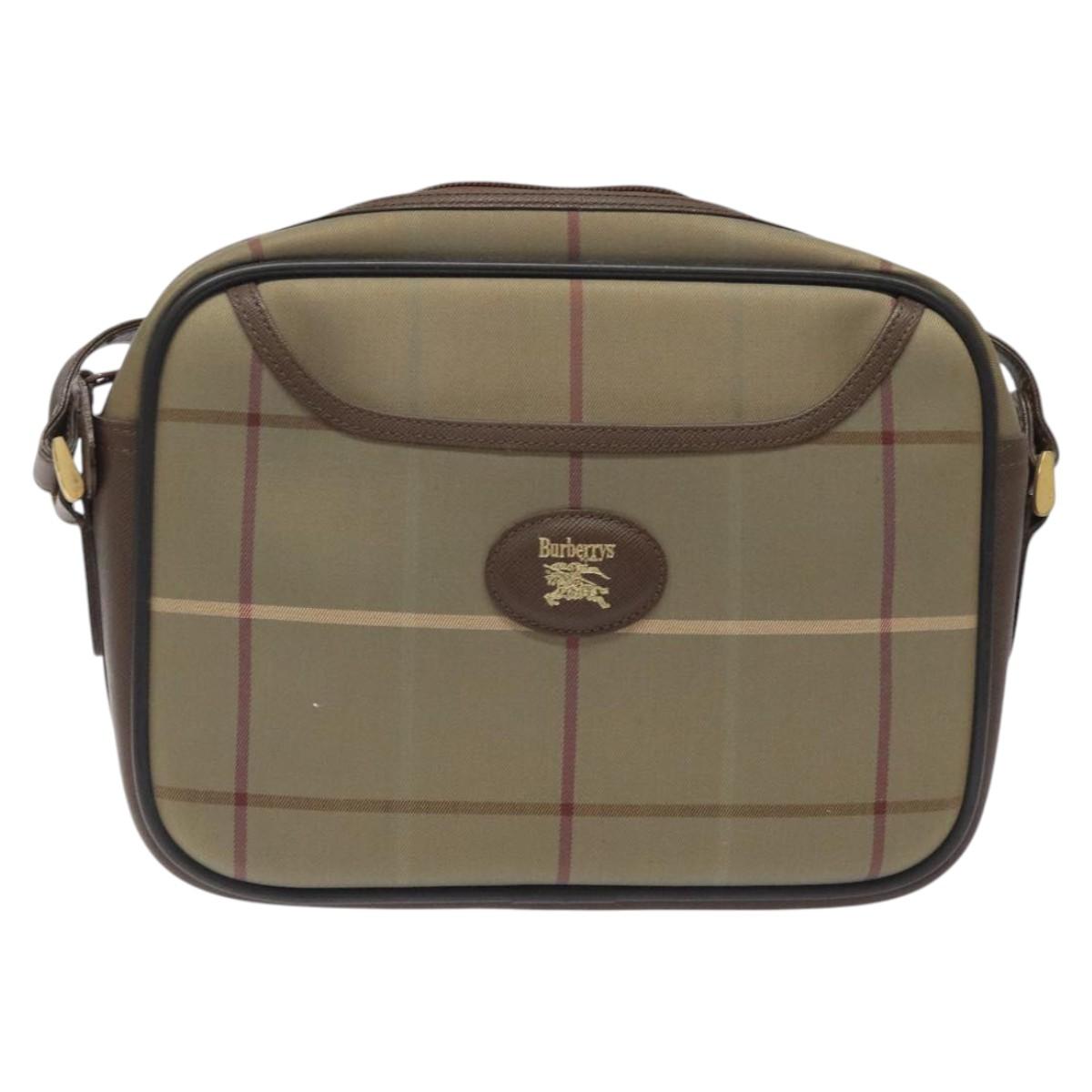 Burberrys Nova Check Shoulder Bag Canvas Beige Gold Auth bs24660