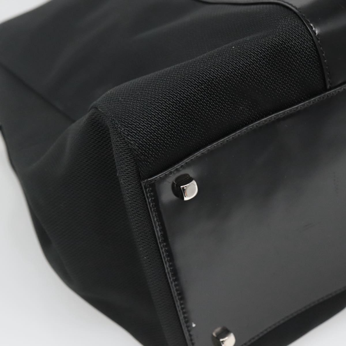 Salvatore Ferragamo Gancini Bag Canvas Leather Black Silver Auth bs24678