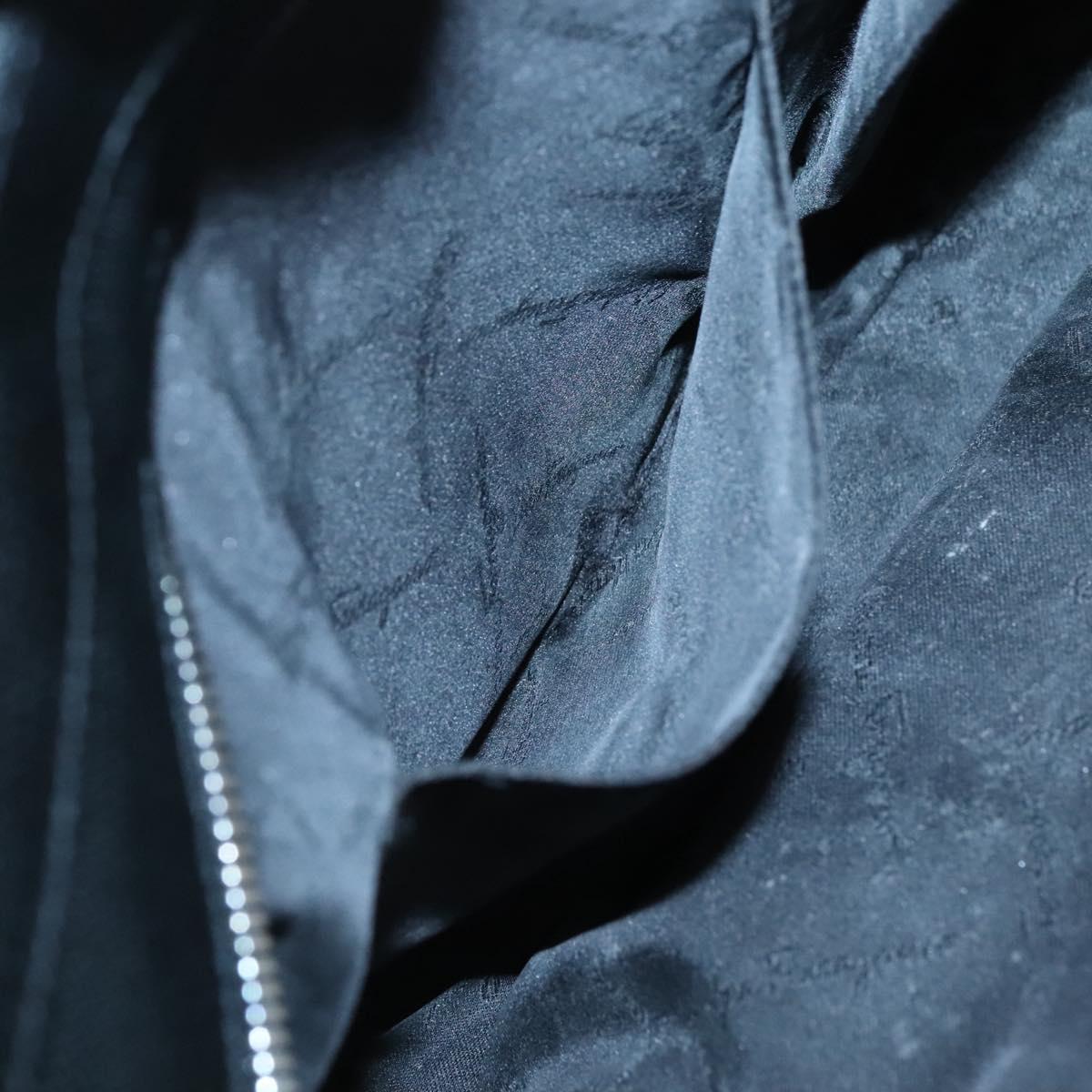 Salvatore Ferragamo Gancini Bag Canvas Leather Black Silver Auth bs24678