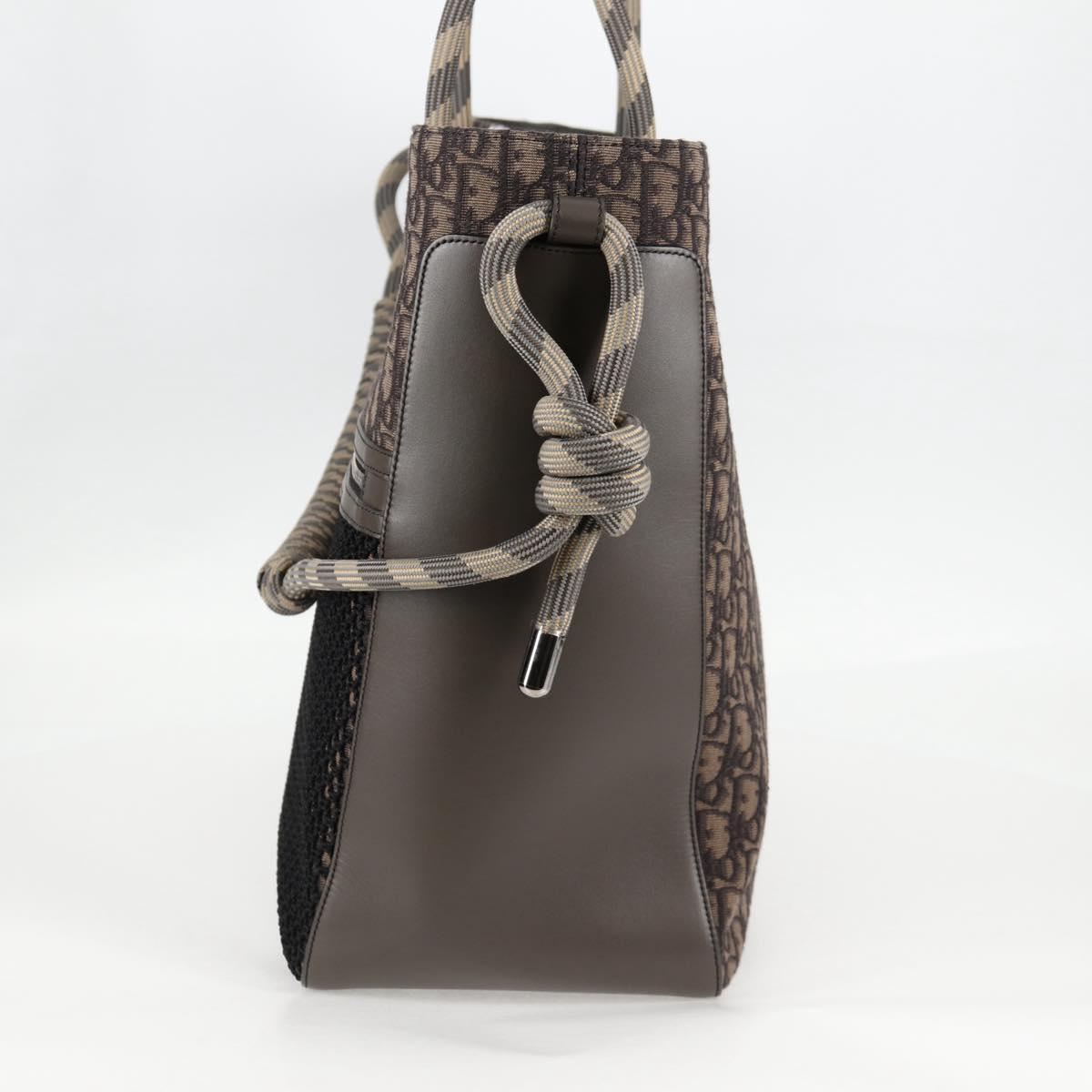Christian Dior Tote Bag Trotter Canvas Gray Silver Auth bs24696SAM