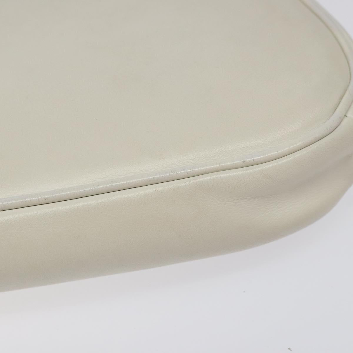 CELINE Triangle bag Shoulder Bag Leather White Auth bs24743