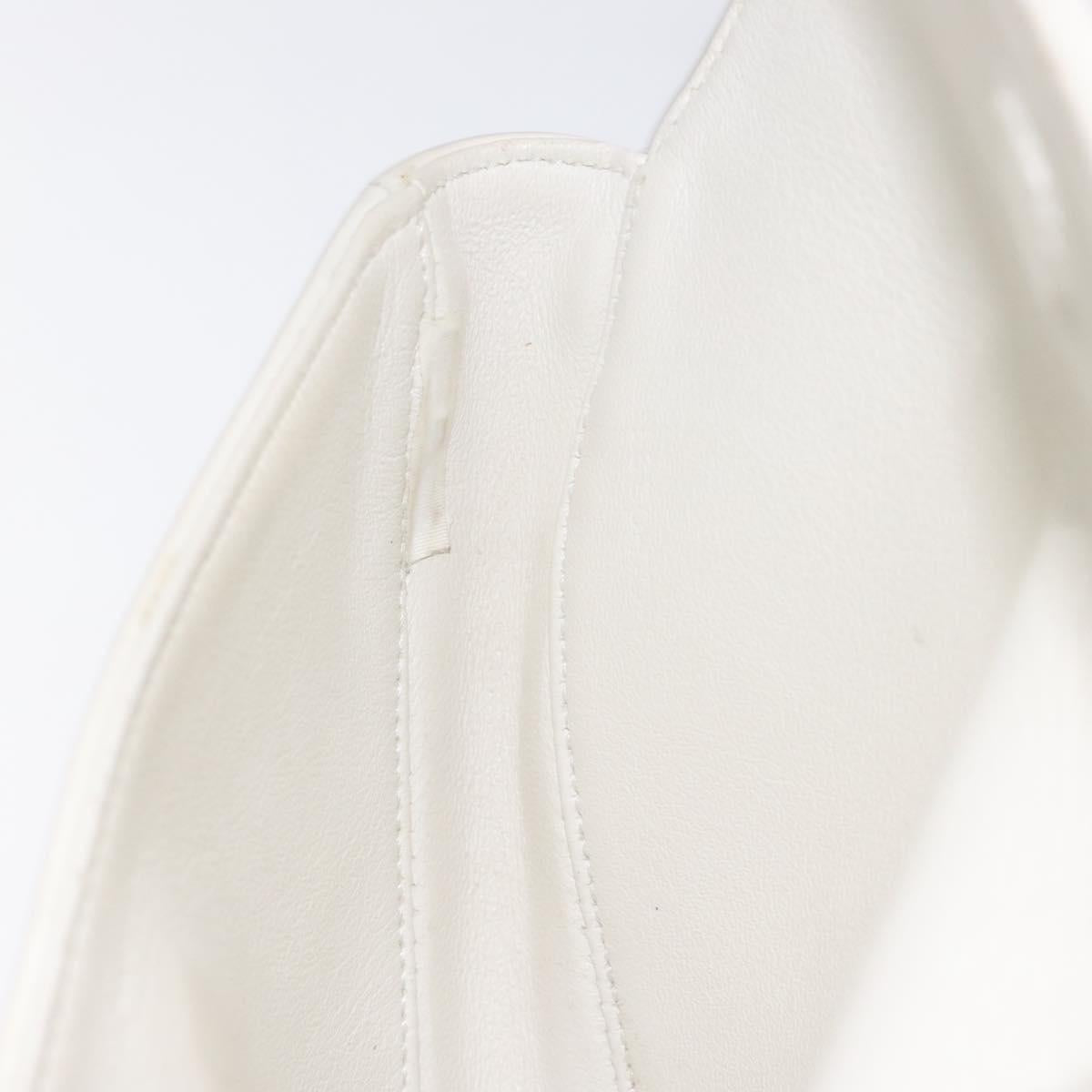 CELINE Triangle bag Shoulder Bag Leather White Auth bs24743