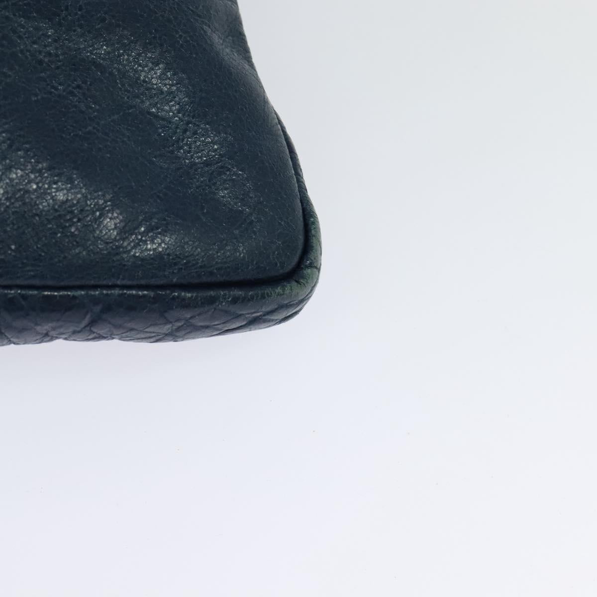 BALENCIAGA Classic Flat Shoulder Bag Leather Blue Auth bs24746