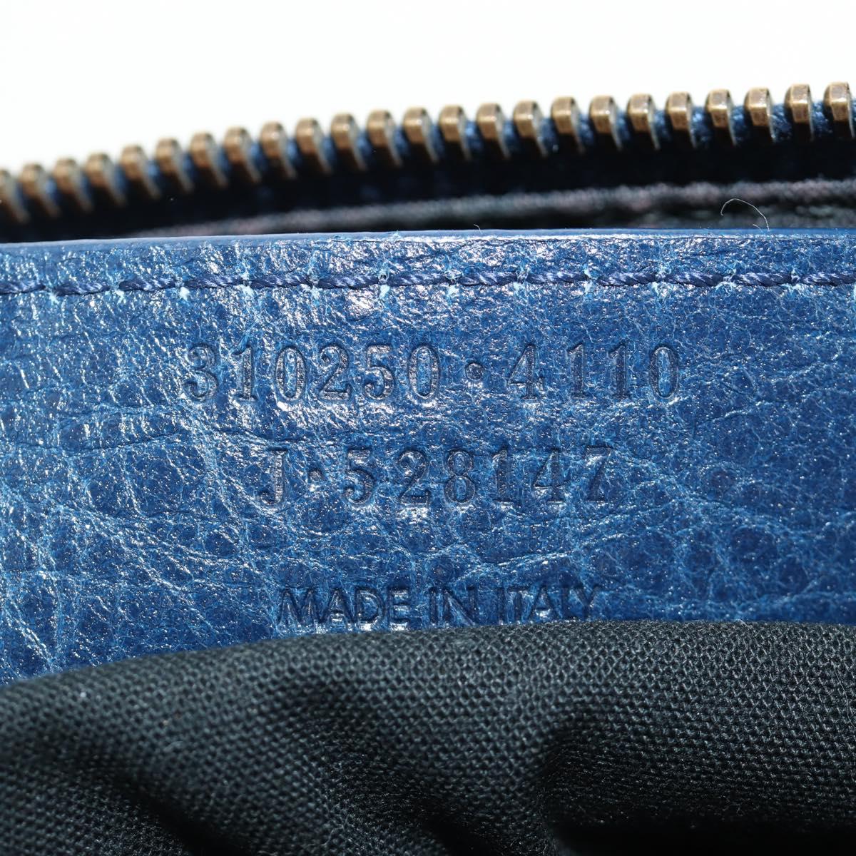 BALENCIAGA Classic Flat Shoulder Bag Leather Blue Auth bs24746