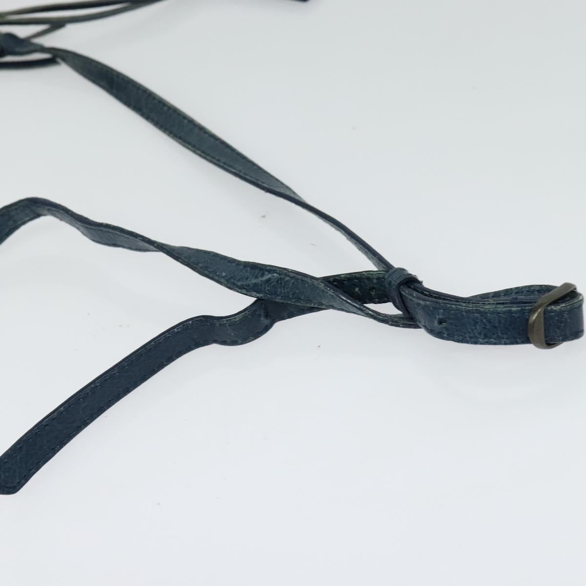 BALENCIAGA Classic Flat Shoulder Bag Leather Blue Auth bs24746