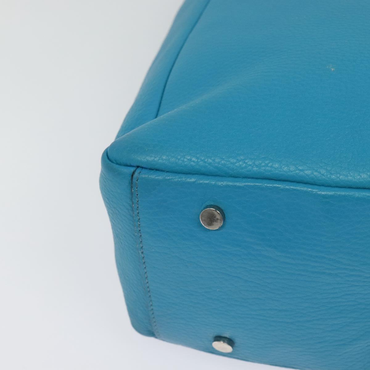 BURBERRY Tote Bag Leather Blue Silver Auth bs24752