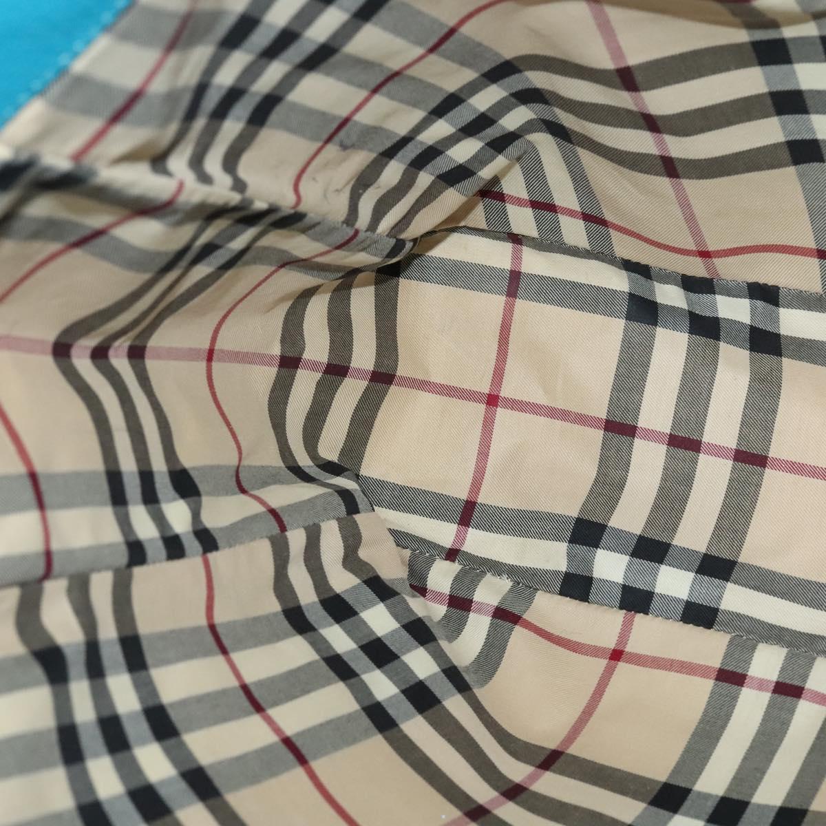 BURBERRY Tote Bag Leather Blue Silver Auth bs24752