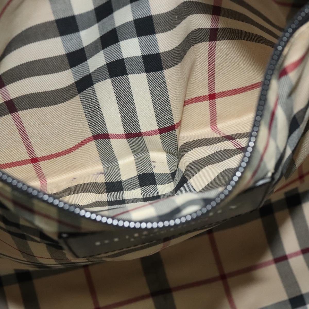 BURBERRY Tote Bag Leather Blue Silver Auth bs24752