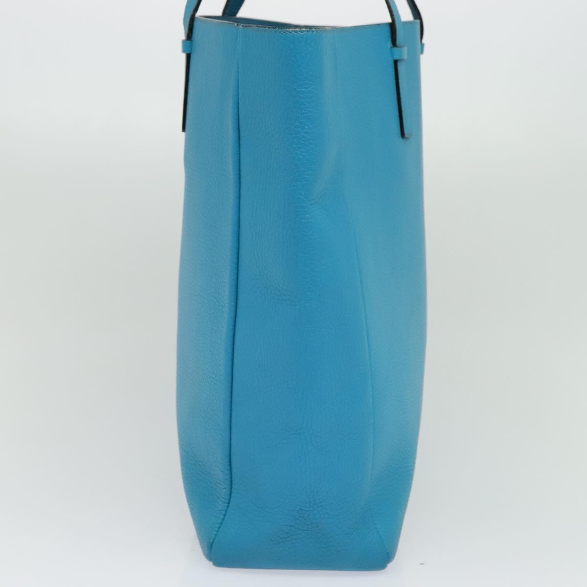 BURBERRY Tote Bag Leather Blue Silver Auth bs24752