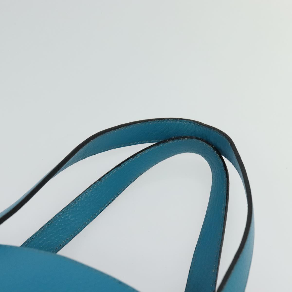 BURBERRY Tote Bag Leather Blue Silver Auth bs24752