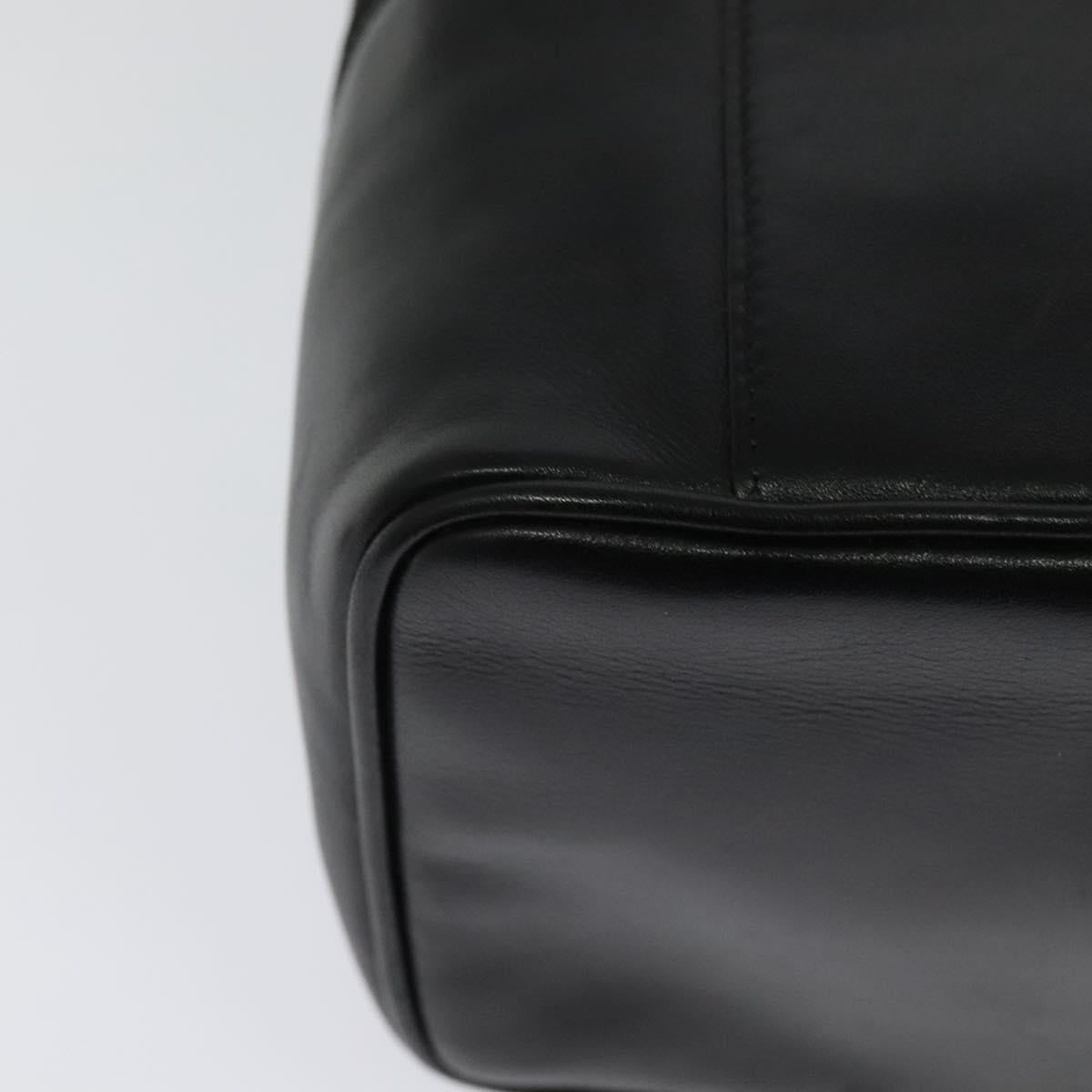 Salvatore Ferragamo Vanity Pouch Leather Black Silver Auth bs24755