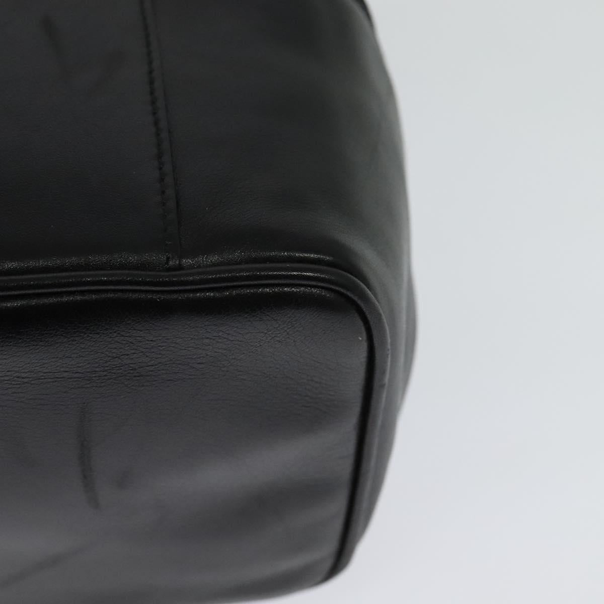 Salvatore Ferragamo Vanity Pouch Leather Black Silver Auth bs24755