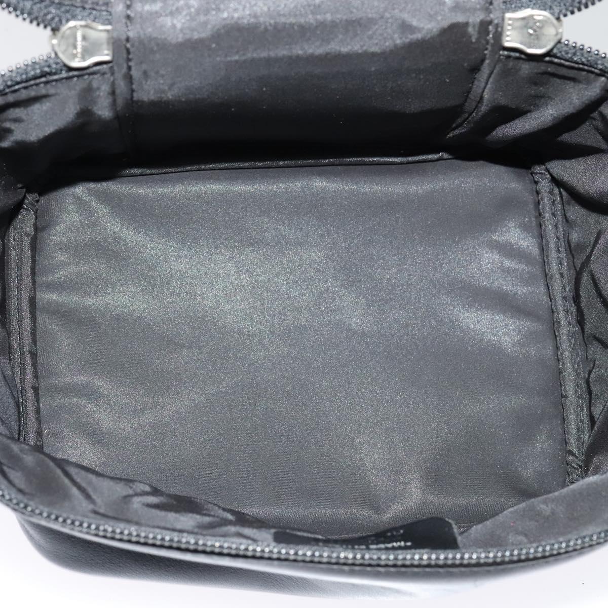 Salvatore Ferragamo Vanity Pouch Leather Black Silver Auth bs24755
