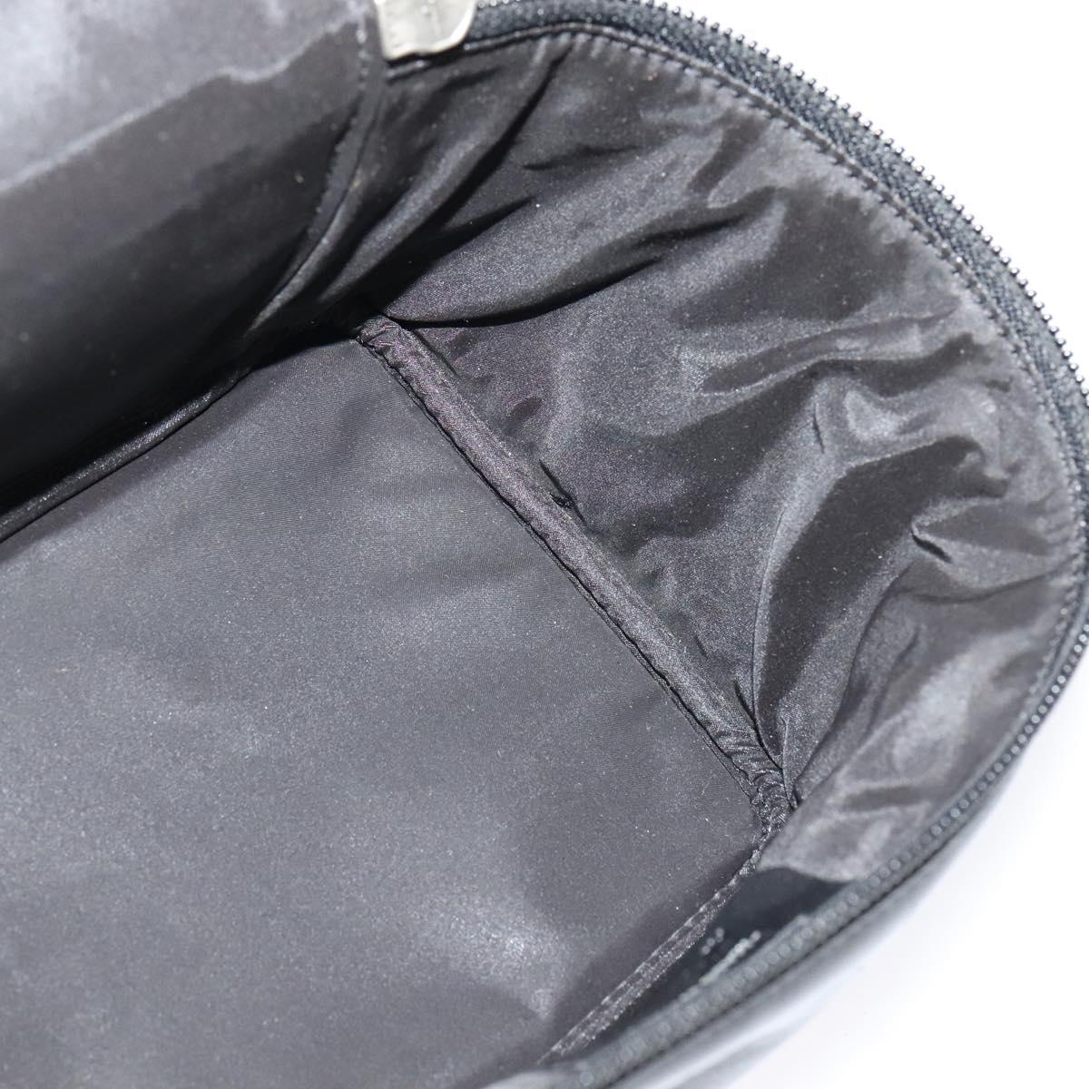 Salvatore Ferragamo Vanity Pouch Leather Black Silver Auth bs24755