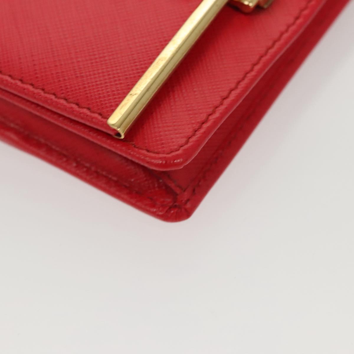 Salvatore Ferragamo Gancini Card Case Leather Red Gold Auth bs24757