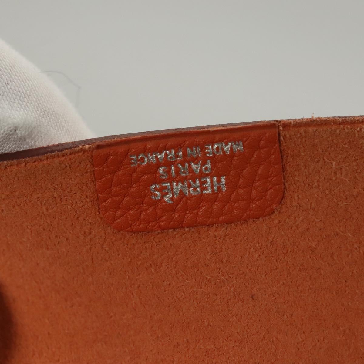 HERMES Yuris MM Note Cover Leather Orange Auth bs24760
