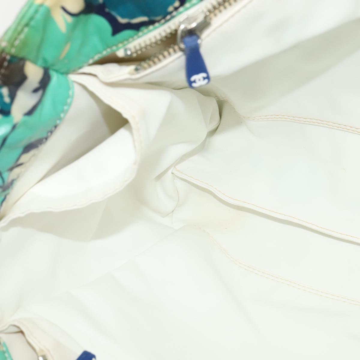 CHANEL Tote Bag Nylon Green Silver CC Auth bs24762