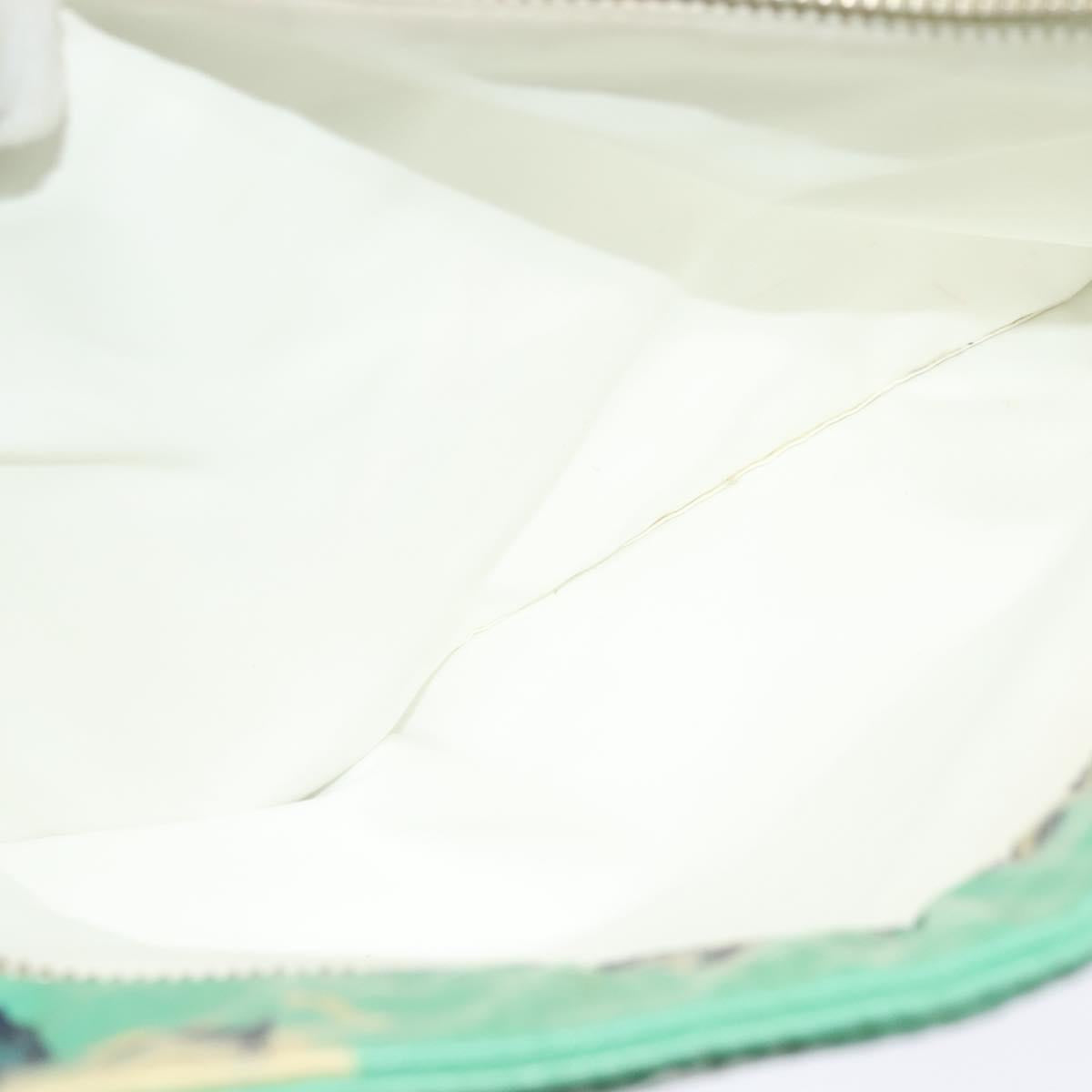 CHANEL Tote Bag Nylon Green Silver CC Auth bs24762