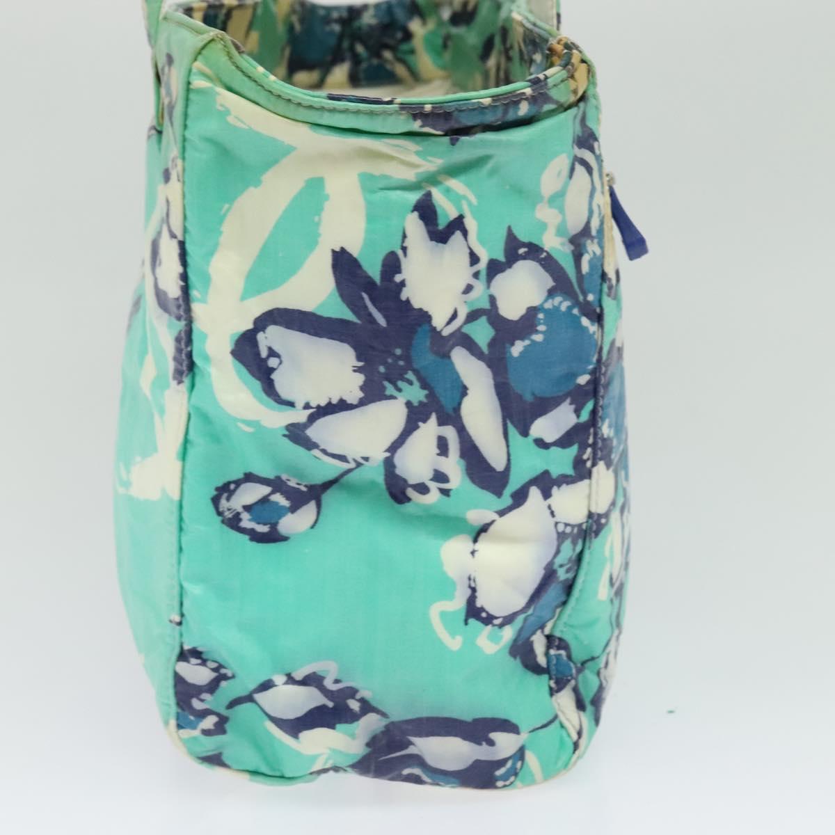 CHANEL Tote Bag Nylon Green Silver CC Auth bs24762