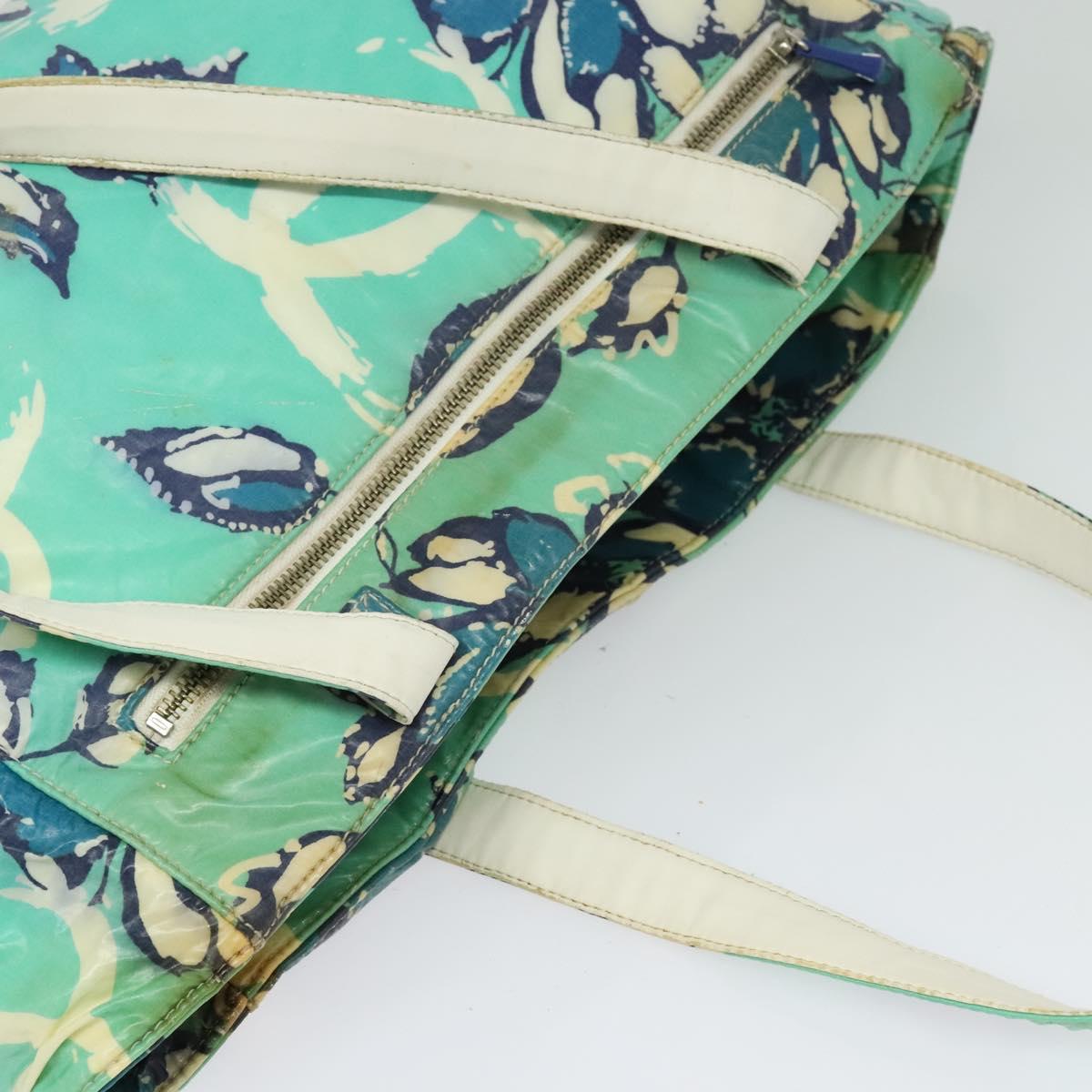 CHANEL Tote Bag Nylon Green Silver CC Auth bs24762