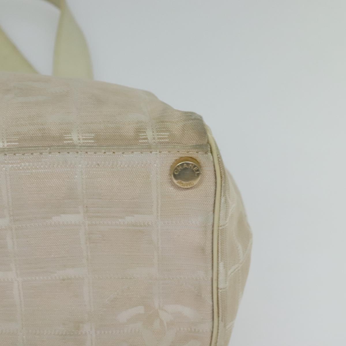 CHANEL New Travel Line Hand Bag Nylon Beige CC Auth bs24763