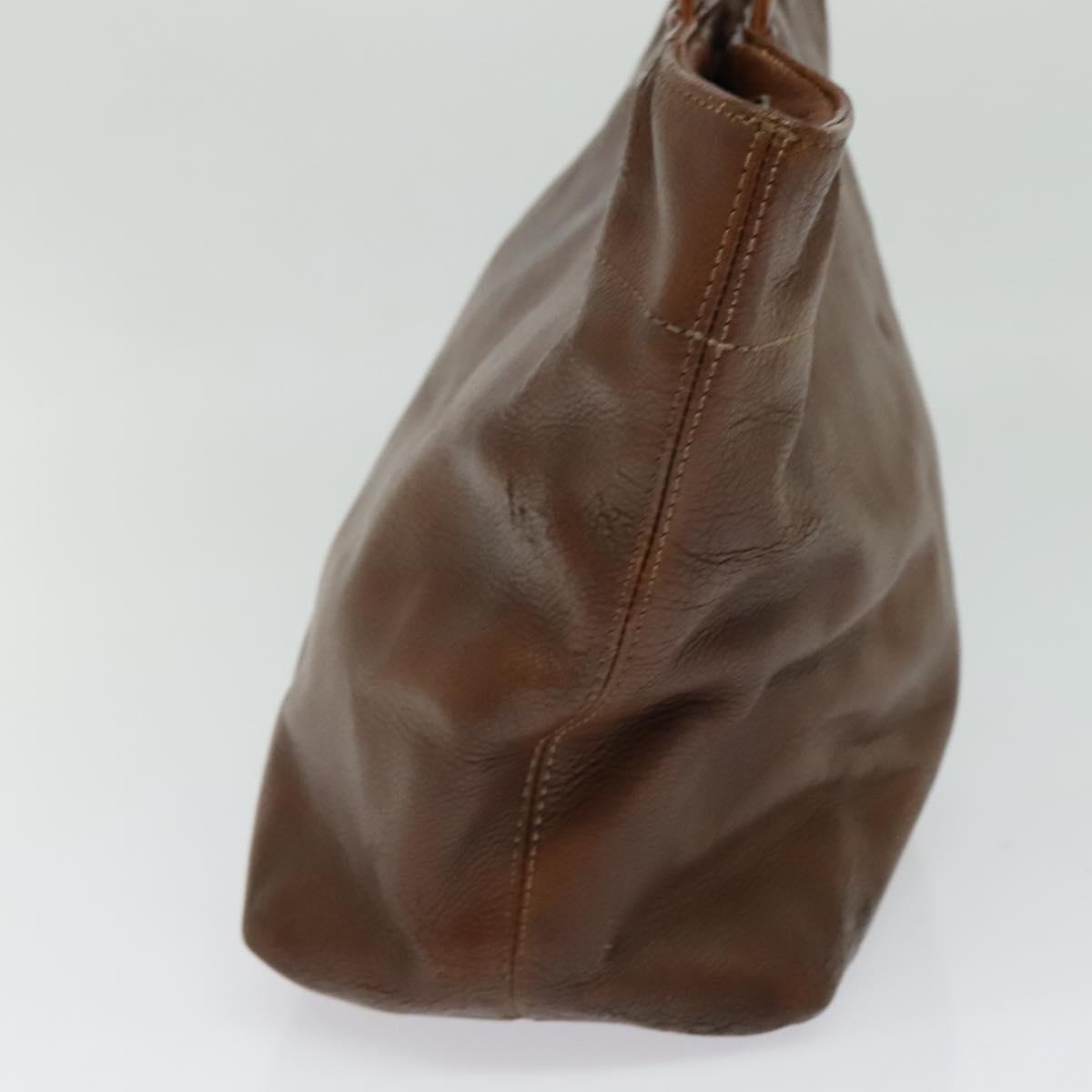 CHANEL Calf Skin Tote Bag Brown CC Auth bs24764