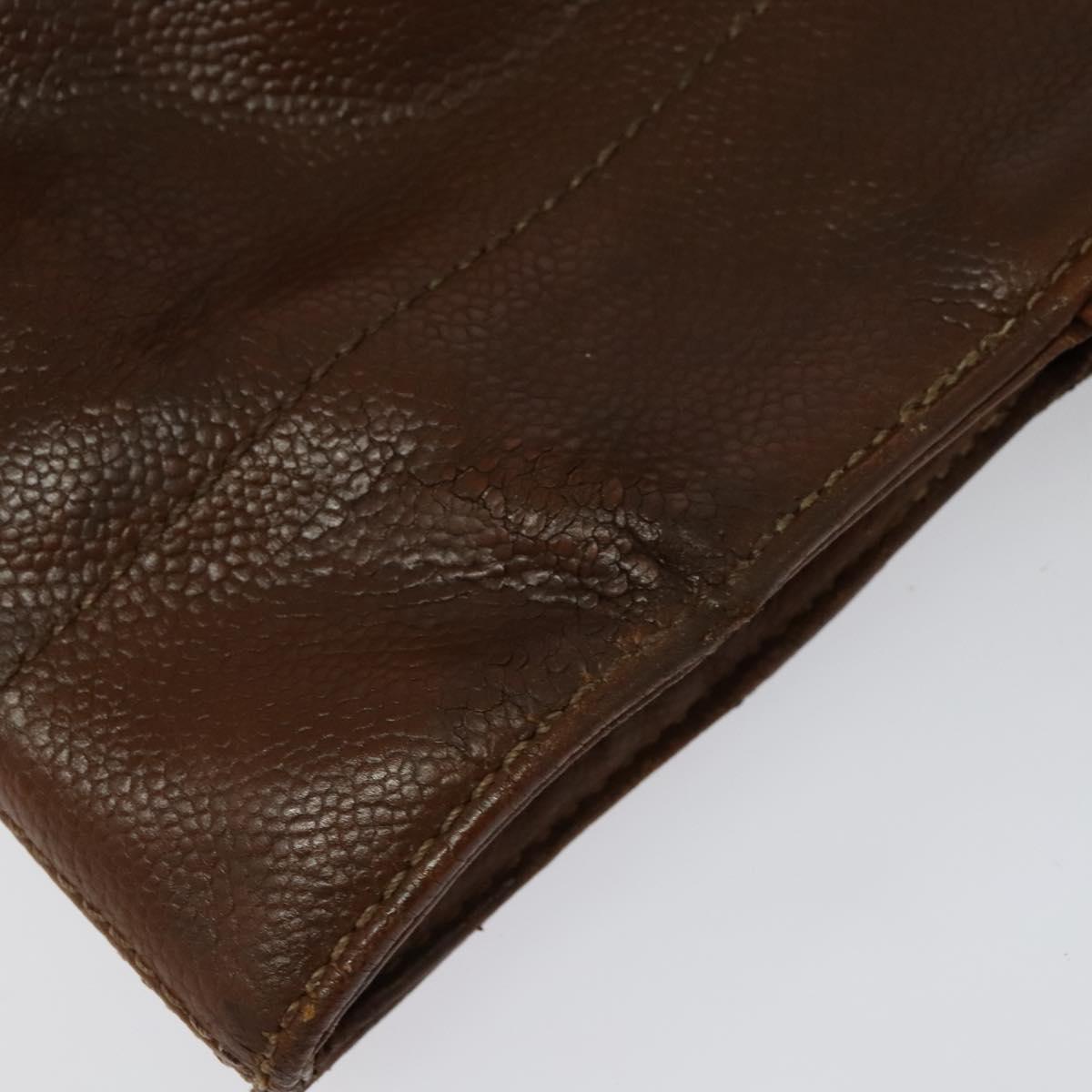 CHANEL Calf Skin Tote Bag Brown CC Auth bs24764