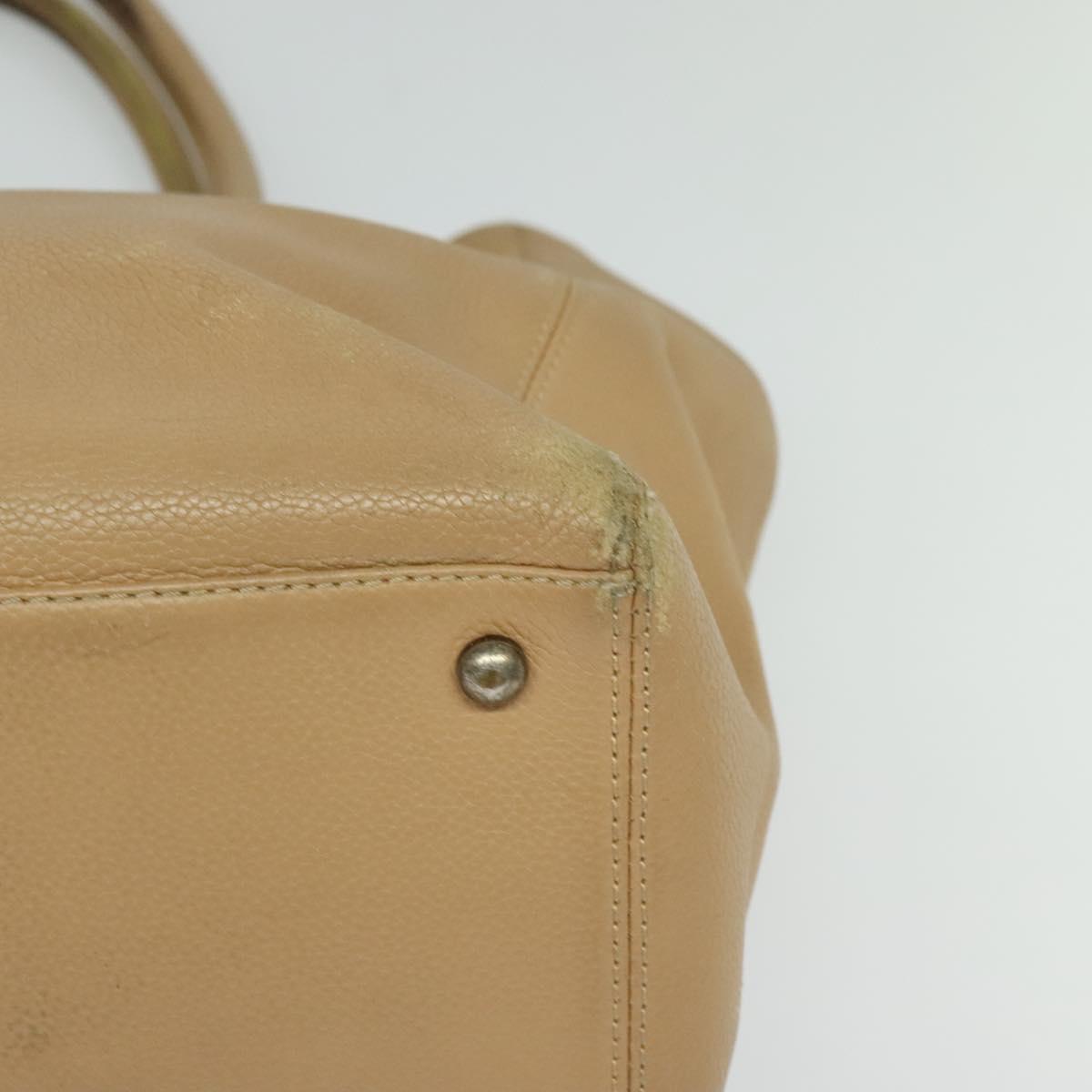 CHANEL Tote Bag Caviar Skin Beige Gold CC Auth bs24765