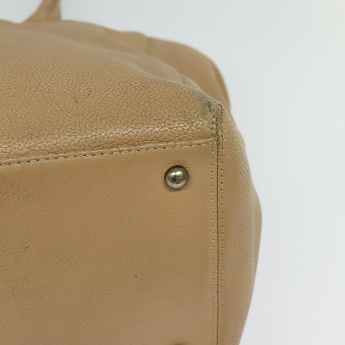 CHANEL Tote Bag Caviar Skin Beige Gold CC Auth bs24765