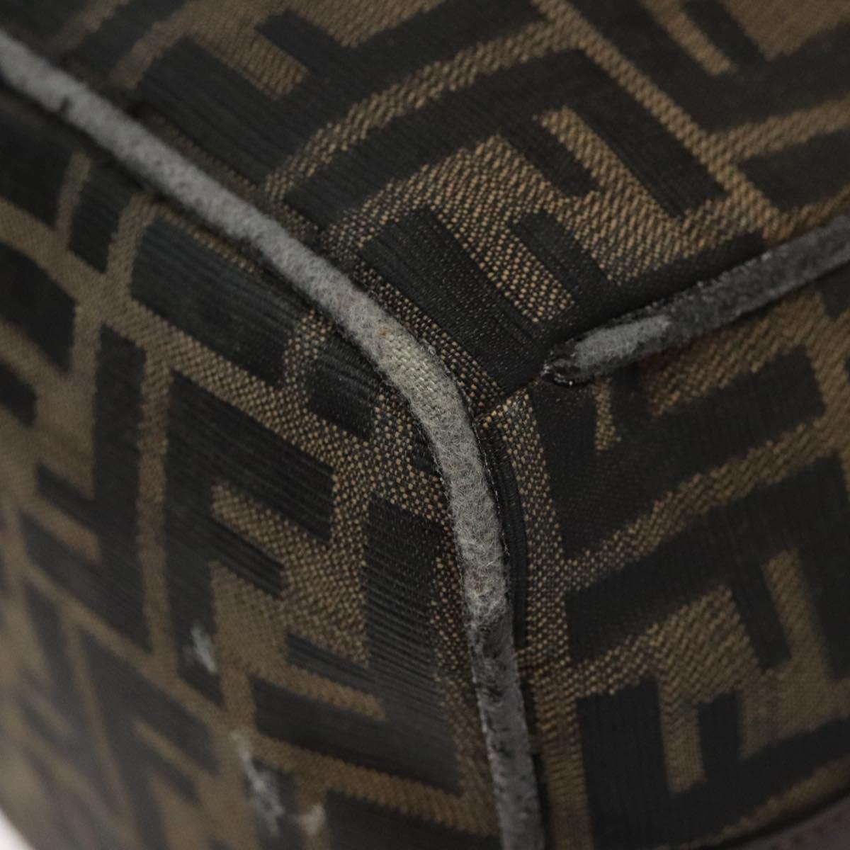 FENDI Zucca Canvas Hand Bag Brown Black Auth bs24769