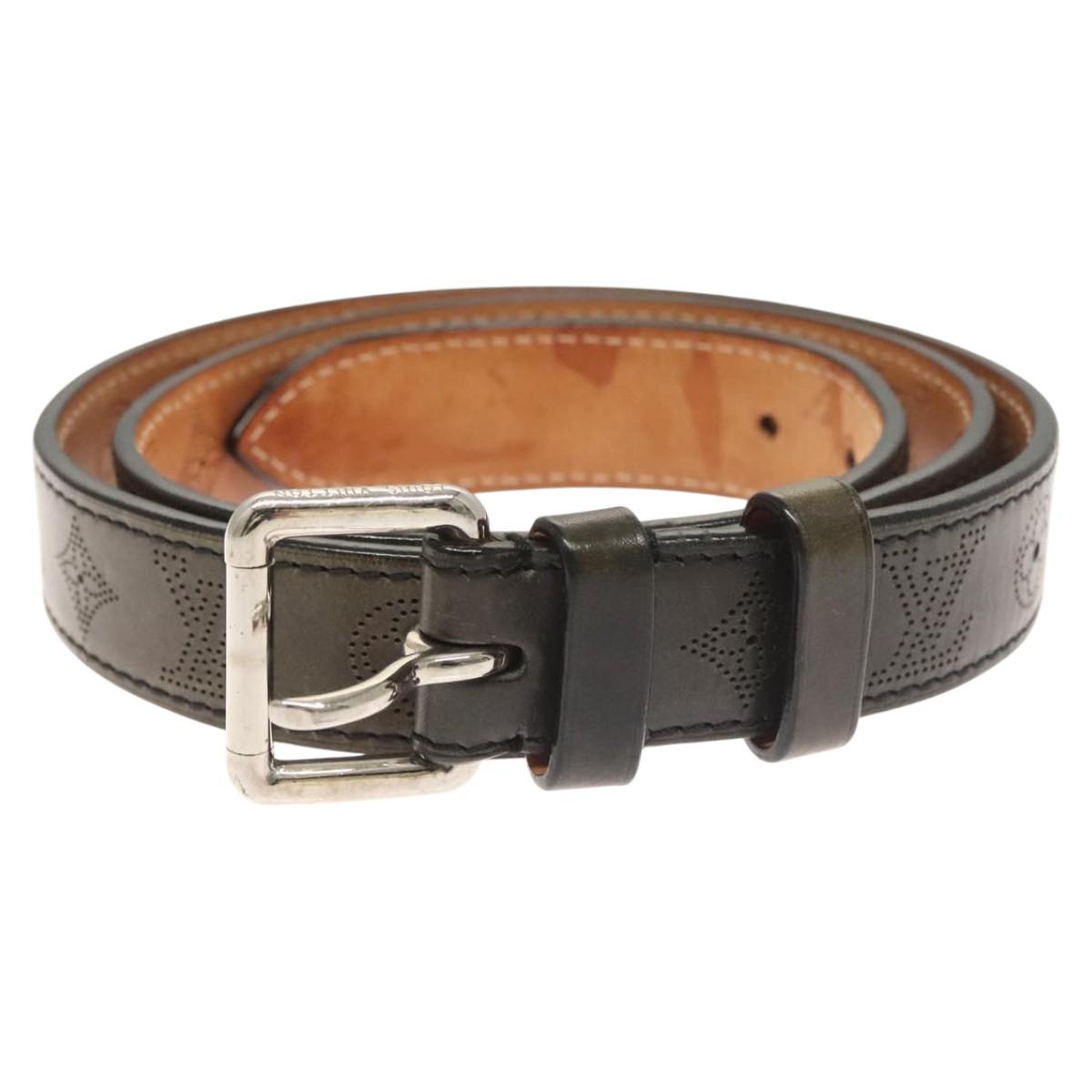 LOUIS VUITTON Mahina Ceinture Perfo Belt Leather Gray LV Auth bs24796