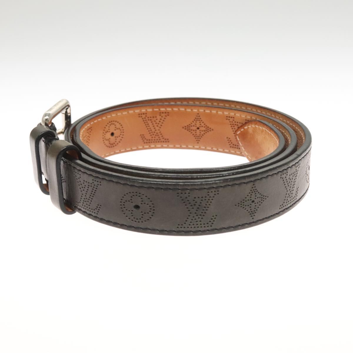 LOUIS VUITTON Mahina Ceinture Perfo Belt Leather Gray LV Auth bs24796